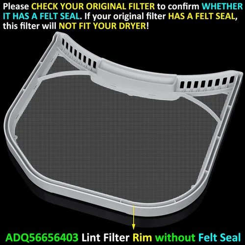 Miniatura 6 de ADQ56656403 - Filtro de pelusa de repuesto para secadoras LG y WashTowers, trampa de pantalla de pelusa para secadora ultra duradera, compatible