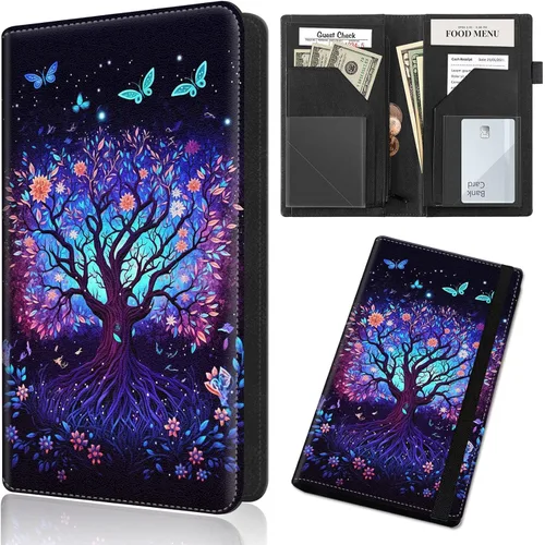 Miniatura 16 de Server Book,Waitress Book,5x9 Inch Server Books for Waitress & Waiter, Cute PU Leather Serving Book Guest Check Presenters Organizer with Zipper