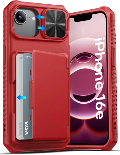 Miniatura 27 de ATATOO Funda para iPhone 17, tarjetero integrado (almacena 3-5 tarjetas) y funda para cámara deslizante y bloqueo RFID, protección de grado militar