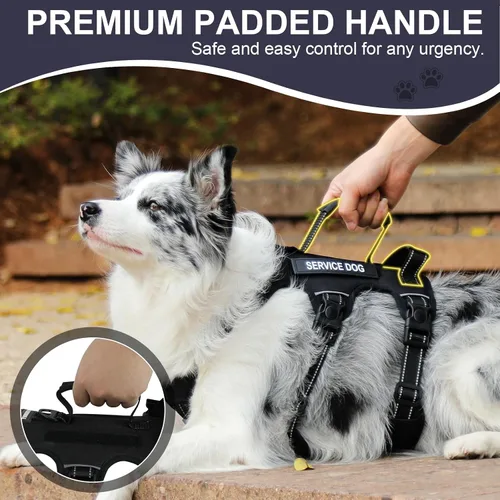 Miniatura 5 de Arnés para perro a prueba de escape para perros grandes y medianos de seis puntos ajustable, juego de chaleco arnés y correa para perro de servicio