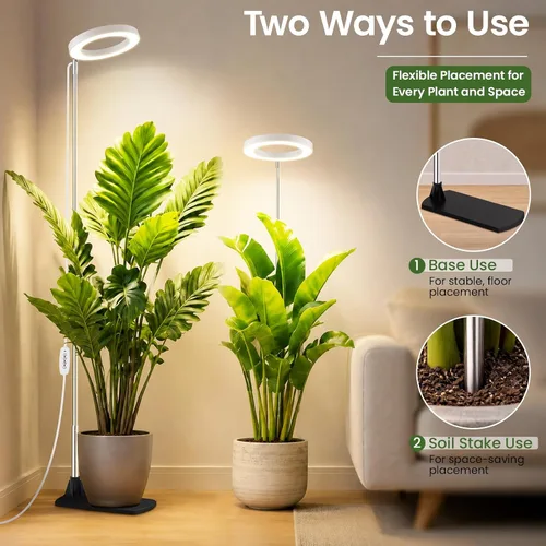 Miniatura 2 de LBW Luces de cultivo para plantas de interior, luz de espectro completo de 6.3 pulgadas con base, lámpara de cultivo ajustable de altura de 59
