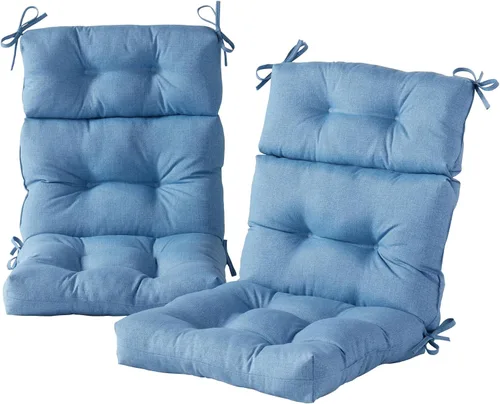 Miniatura 76 de Cojines para silla de respaldo alto para exteriores, diseño de asiento y respaldo con bisagras de una pieza, reversibles con 4 lazos, tela