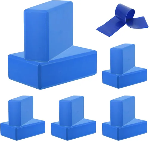 PATIKIL Bloques de yoga y bandas de resistencia, paquete de 10 bloques de yoga de espuma EVA de alta densidad a granel de 9 x 6 x 3 pulgadas, Azul