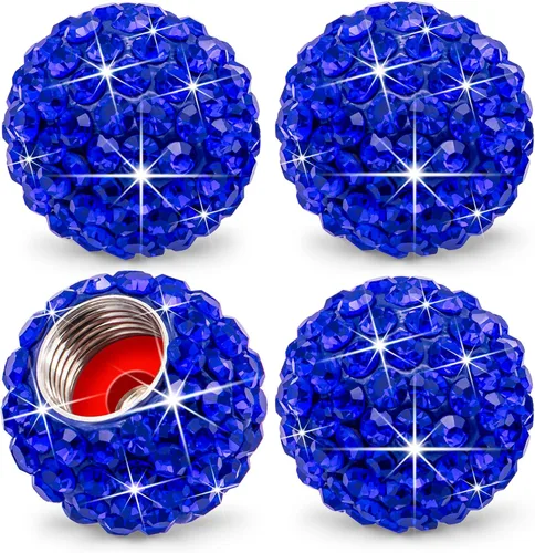 Miniatura 25 de 4 piezas de tapas de vástago de válvula de neumático con cristal brillante de diamante, tapas de válvula de neumático de rueda de coche con brillo