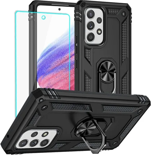 Miniatura 19 de Yiakeng Funda para Samsung A52, Galaxy A52 con protector de pantalla HD, fundas protectoras de grado militar con anillo para Samsung Galaxy A52 5G