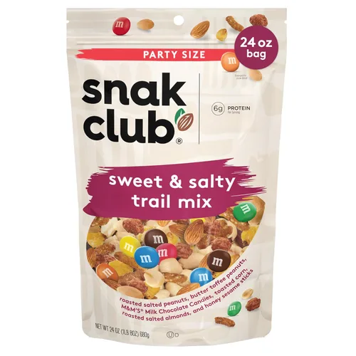 Miniatura 8 de Snak Club Energizer Trail Mix con cacahuetes salados tostados, pasas, caramelos de chocolate M&M'S, almendras tostadas, aperitivo sin gluten