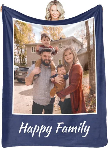 Miniatura 39 de Manta personalizada con fotos, regalos de recuerdo de cumpleaños, manta personalizada para padre, madre, niños, perros, amigos o parejas