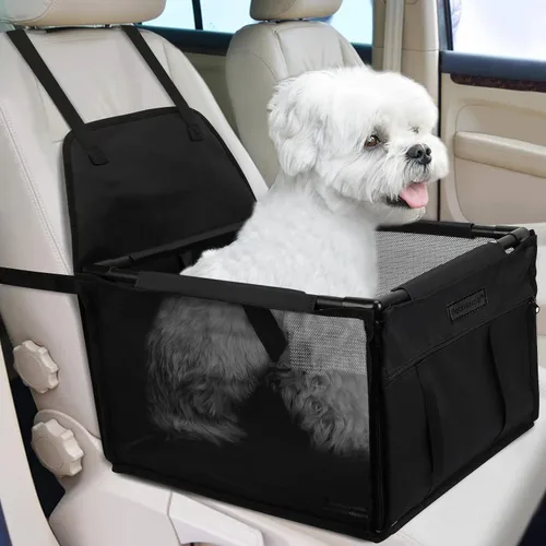 Miniatura 10 de Asiento de coche para perro plegable, asiento elevador de coche para perros impermeable transpirable Oxford, bolsa de viaje para perros pequeños a