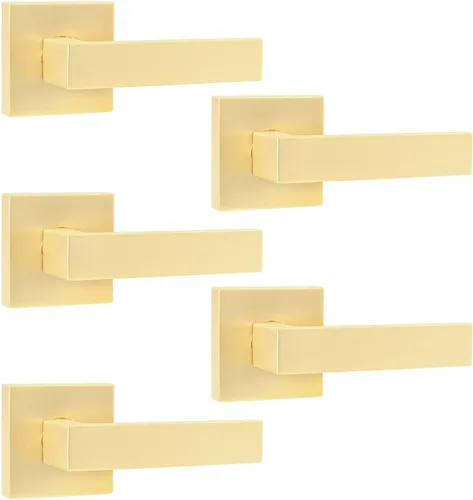 Miniatura 26 de Leydebong Paquete de 2 pomos de puerta de entrada con llave igual, pomo de puerta con cerradura y llave, manijas de puerta doradas para exterior e