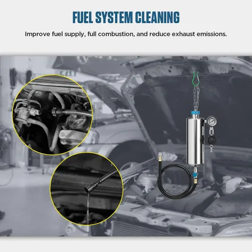 Miniatura 7 de Kit de herramientas de limpieza de inyector de combustible 1000ML 150PSI Limpiador de sistema de inyección de combustible sin desmontaje Máquina