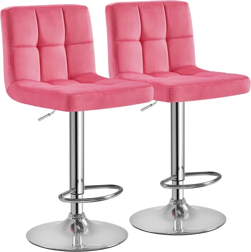 Miniatura 30 de Yaheetech Taburete de bar individual, taburetes giratorios de piel sintética ajustables, taburetes modernos con respaldo y reposapiés, taburetes