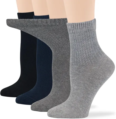 Miniatura 77 de 7BIGSTARS KINGDOM Women's Cotton Quarter Non-Binding Diabetic Fashion Socks-L-M-4 Pack-Multicolor