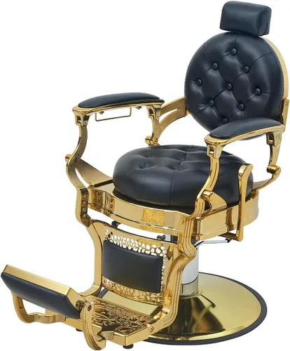 Miniatura 8 de Grace&Grace Silla de peluquería para peluquería, resistente 700 libras, silla reclinable para peluquería, estilista, tatuaje, hogar (negro y negro)