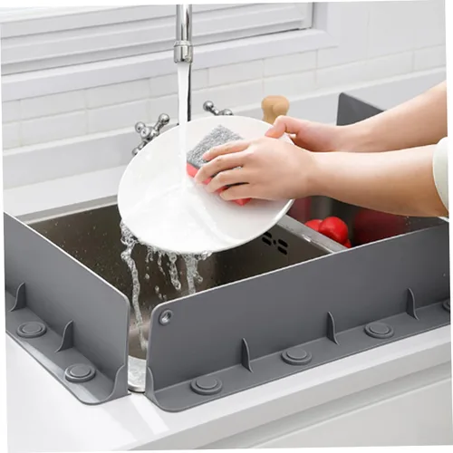 Miniatura 3 de Protector contra salpicaduras para fregadero de cocina, ventosa, impermeable, diseño de pendiente, protector contra salpicaduras de silicona
