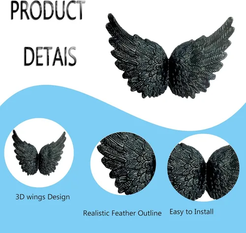 Miniatura 3 de Alas de ángel de Navidad para manualidades, 30 piezas de alas de ángel plateadas, negras y blancas, decoración de árbol de Navidad, plástico 3D