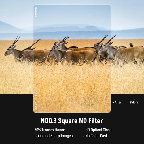 Miniatura 3 de NEEWER Filtro ND cuadrado ND0.3 (1 parada), 4"x5.65" filtro de densidad neutra de cine con revestimiento multicapa nano de 30 capas de doble cara