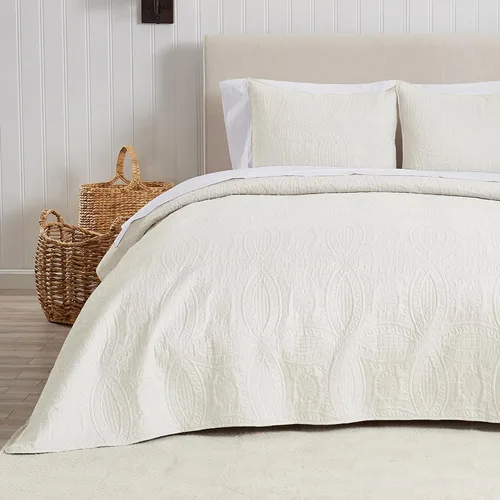 Miniatura 14 de Great Bay Home Full/Queen Quilt Set - 3-Piece Seersucker Box-Stitched Bedding Set - Soft, Lightweight, All-Season Bedspread (White)