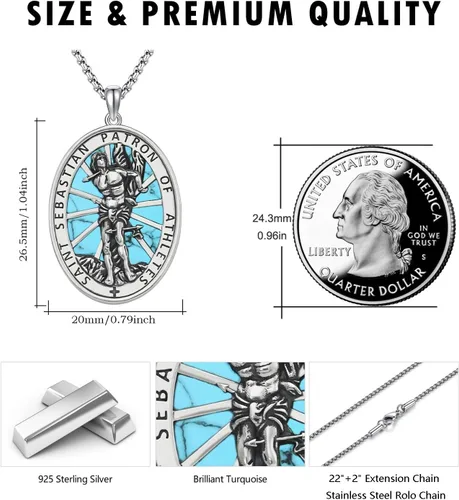 Miniatura 255 de Collar de plata de ley 925 con medalla de San Patrón, colgante de protección católica, amuleto, joyería religiosa para hombres y mujeres