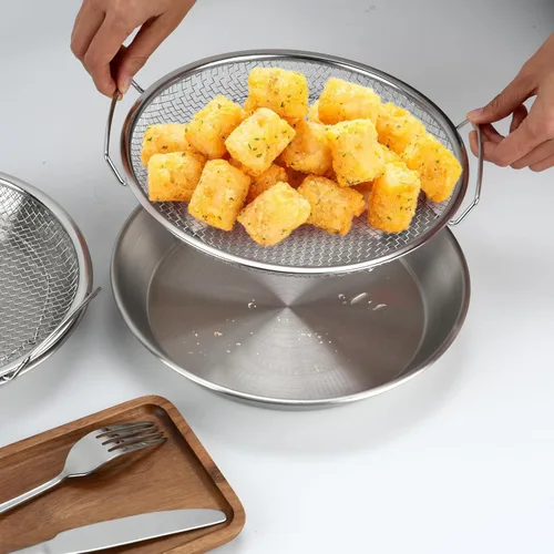 Miniatura 4 de Bandeja de filtro de aceite, coladores de malla de acero inoxidable, accesorios para freidora de aire, estante de drenaje de alimentos fritos