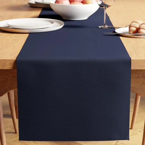 Miniatura 21 de Encasa XO Camino de mesa de comedor de 13 x 72 pulgadas Algodón acanalado fino teñido con hilo Azul escalera Lavable a máquina Escalera Azul