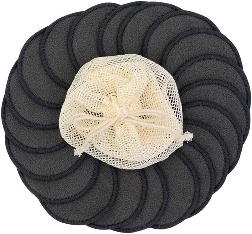 Miniatura 4 de Chloven Paquete de 25 almohadillas de bambú reutilizables para desmaquillarse de carbón, almohadillas de algodón reutilizables de bambú para tóner