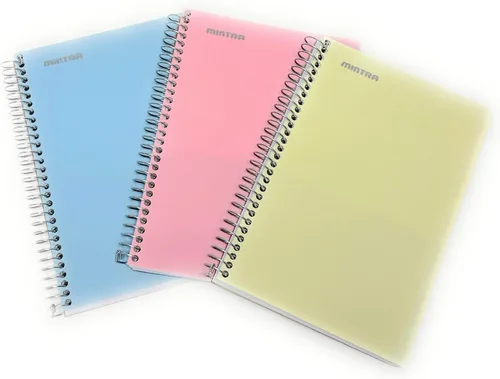 Mintra Office Durable Spiral Notebook - 2 Subject (Junior Size 3pk (6.5in x 9.5in), Arctic Ice, Sun Yellow, Spring Pink)
