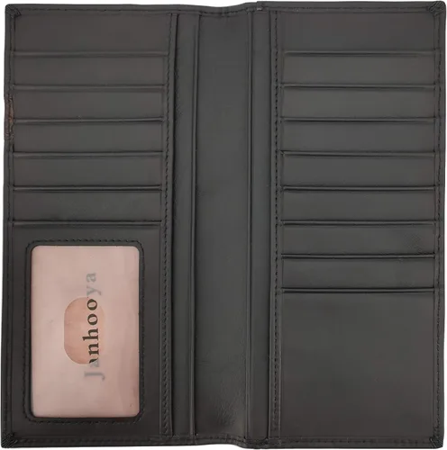 Miniatura 4 de Janhooya Cartera vaquera occidental con bloqueo RFID para hombre Negro Star Black Cartera RFID