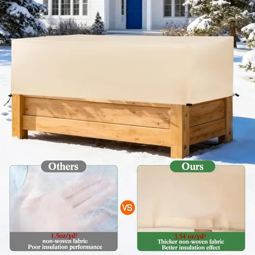 Miniatura 3 de Cubiertas para Plantas Protección contra Heladas Paquete de 2 con Cordón Elástico, 3.54 oz/yd² Manta contra Heladas para Clima Frío de Invierno