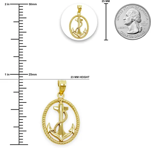 Miniatura 2 de Colgante Ancla de Oro - Oro de 10 quilates - Joyería Náutica - Joyas de ancla