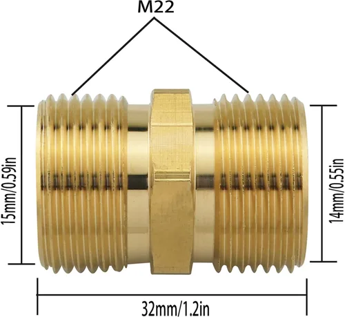 Miniatura 2 de Acoplador de lavadora a presión ZZLZX métrico M22 0.59 pulgadas rosca macho a M22 0.551 in, adaptador de extensión de manguera de lavadora a