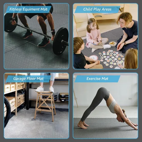 Miniatura 9 de Art3d Eva Puzzle - Alfombrillas de ejercicio de espuma de 24 x 24 x 1/2 pulgadas de grosor para gimnasios, pisos, entrenamiento, equipos