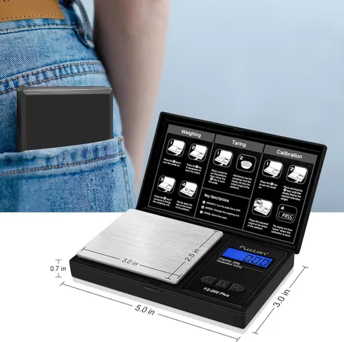 Miniatura 5 de Báscula digital de bolsillo de Fuzion, precisión de 0.01 gramos, báscula mini de 200g, báscula pequeña para alimentos, joyería, hierbas, especias