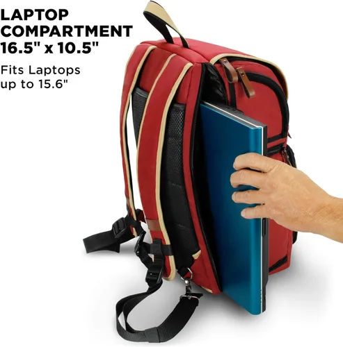 Miniatura 8 de GOgroove - Funda para cámara DSLR de tamaño completo y portátil, con espacio para portátil de 15.6" y almacenamiento de accesorios, soporte