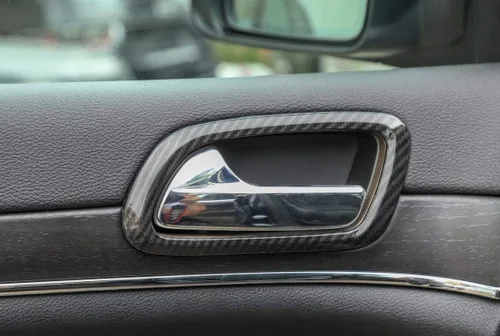 Miniatura 4 de ABS manija de puerta interior tazón decoración anillo cubierta para Jeep Grand Cherokee 2017 Up (fibra de carbono)