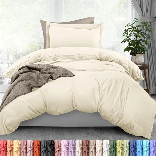 Miniatura 51 de Utopia Bedding Juego de funda de edredón tamaño individual - 2 piezas con cierre de cremallera - 1 funda de edredón 68X90 pulgadas y 1 funda de Beige