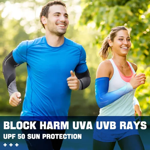 Miniatura 4 de JenPen 4 Pair Arm Sleeves UV Cooling Sun Protection Arm Sleeves Sports Compression for Men to Cover Tattoo
