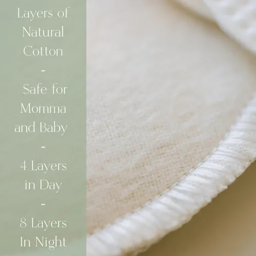 Miniatura 4 de NuAngel Day & Night Almohadillas de lactancia reutilizables para lactancia materna, 100% algodón, día de 4 capas, protección nocturna de 8 capas