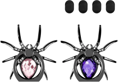 Miniatura 8 de Aircawin - 2 soportes para anillo de teléfono celular, diseño de araña, lindo soporte de dedo para teléfono, soporte de teléfono con 4 soportes