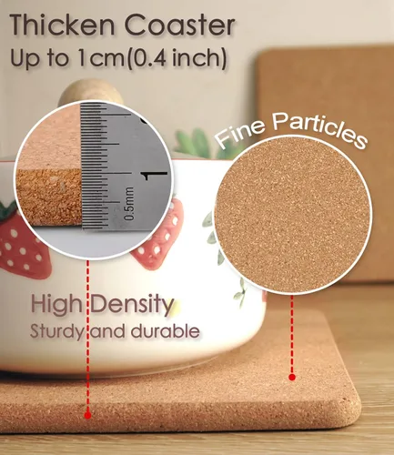 Miniatura 5 de 6 salvamanteles de corcho grueso de alta densidad para platos calientes y 4 salvamanteles rectangulares de corcho grueso de alta densidad