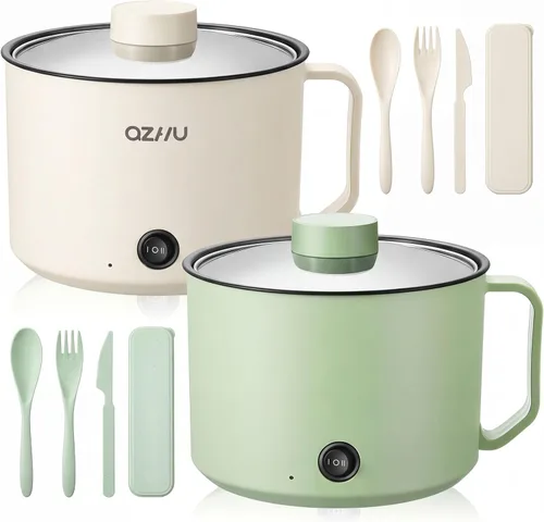 Miniatura 8 de 2 Piezas 1.8L Olla Eléctrica para Ramen Olla Caliente Eléctrica Cocinadora de Fideos de Doble Potencia, Protección contra Hervir en Seco