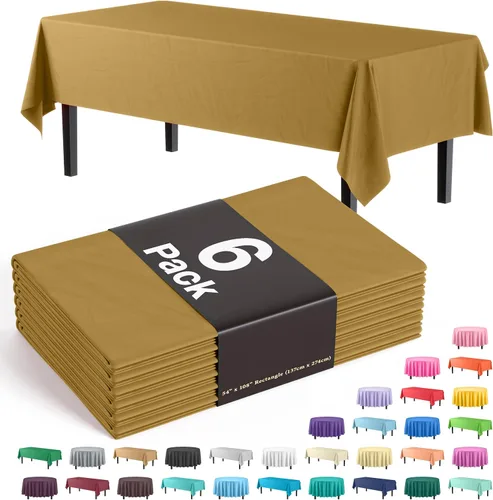 Miniatura 25 de Party Solids Paquete de 6 manteles de plástico prémium de 54 pulgadas x 108 pulgadas. Cubierta de mesa rectangular de plástico - Aqua