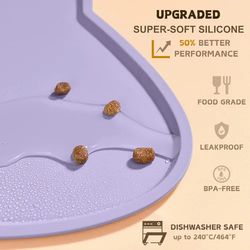 Miniatura 3 de Tapete de silicona para comida para gatos, tapete de alimentación de mascotas para el suelo, antideslizante, impermeable, bandeja para agua
