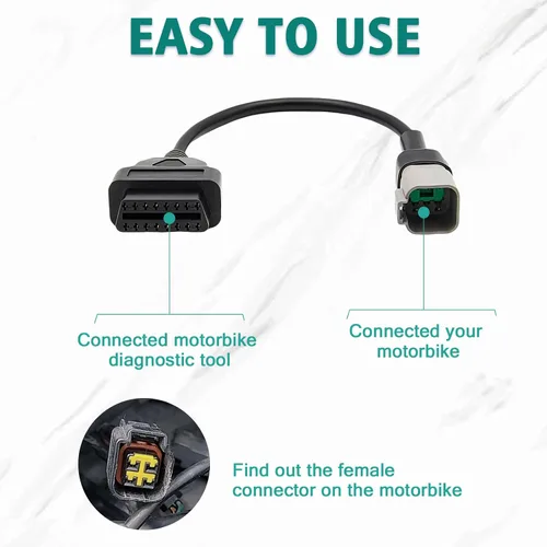 Miniatura 3 de Cable adaptador OBD2 de 6 pines para CAN AM para BRP Moto ATV UTV Bike Clut a OBD2 16 Pin OBDII Conector de diagnóstico de motocicleta, funciona