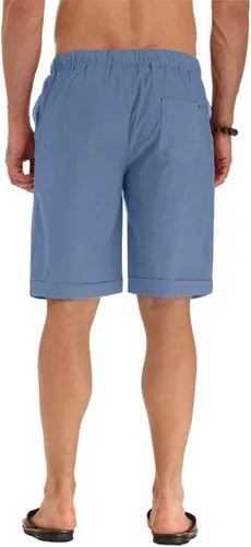 Miniatura 31 de Sailwind Pantalones cortos de lino para hombre, pantalones cortos casuales de playa con cordón
