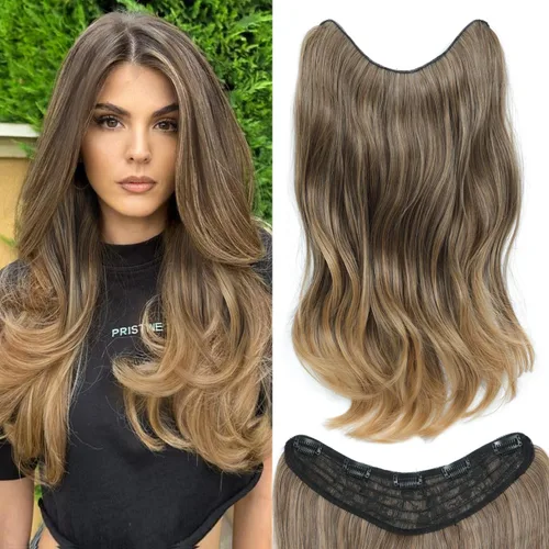 Miniatura 11 de Extensiones de cabello con clip en forma de U, 1 unidad, extensiones de cabello negro de 20 pulgadas, extensiones de cabello de fibra sintética