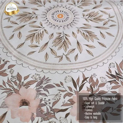 Miniatura 6 de Tapiz bohemio naranja para colgar en la pared, medallón floral de mandala, tapiz hippie con diseño de corona estética marrón claro, manta de Crema
