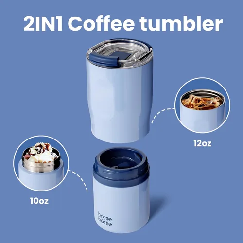 Miniatura 2 de BOTTLE BOTTLE Vasos de acero inoxidable con asa, vasos aislados con 2 tapas, taza de café 2 en 1 de 22 onzas para oficina en casa y fiesta, tazas