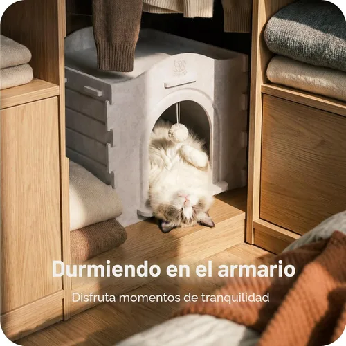 Miniatura 8 de Casas de interior para gatos de interior, cueva cubierta con aislamiento cálido para gatos de interior, fuerte capacidad resistente a los arañazos