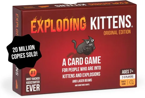Exploding Kittens Edición original – 2 – 5 jugadores – A partir de 7 años – 15 minutos para jugar – Juego de cartas de alto riesgo – Juego de