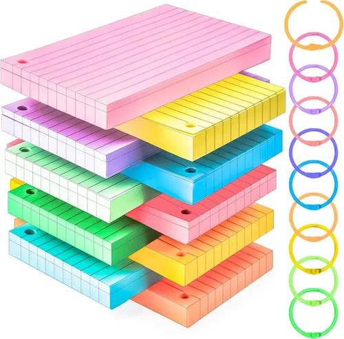 Miniatura 8 de 600 tarjetas de índice de colores en blanco de 3 x 5 pulgadas, tarjetas flash en blanco, tarjetas de notas en blanco, bloc de tarjetas coloridas